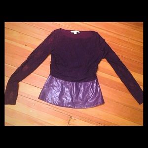 Boston Proper XS Purple Lace peplum top NWOT